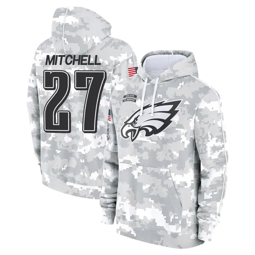 P.Eagles #27 Quinyon Mitchell Player Military Hoodie Arctic Camo Salute To Service Football Jerseys football jersey product view 1