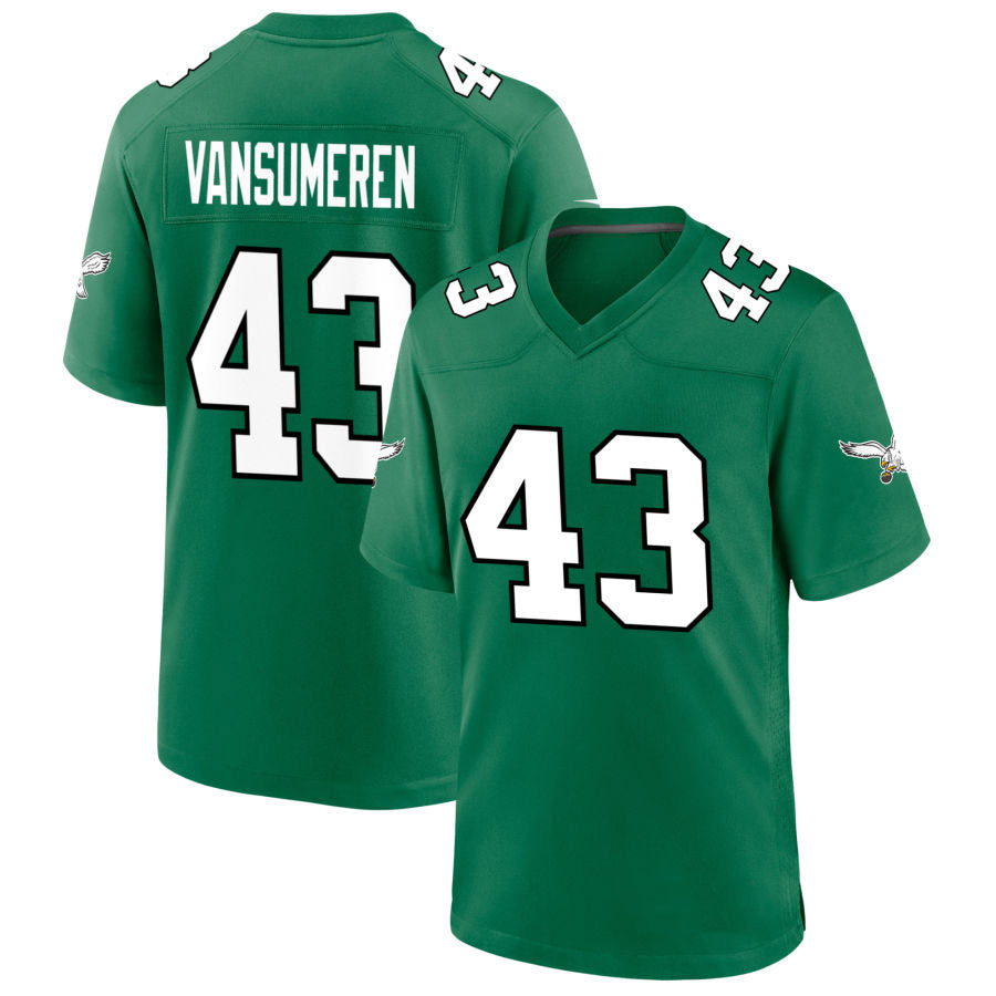 P.Eagles #43 Ben VanSumeren Player Kelly Green Game Football Jerseys football jersey product view 1