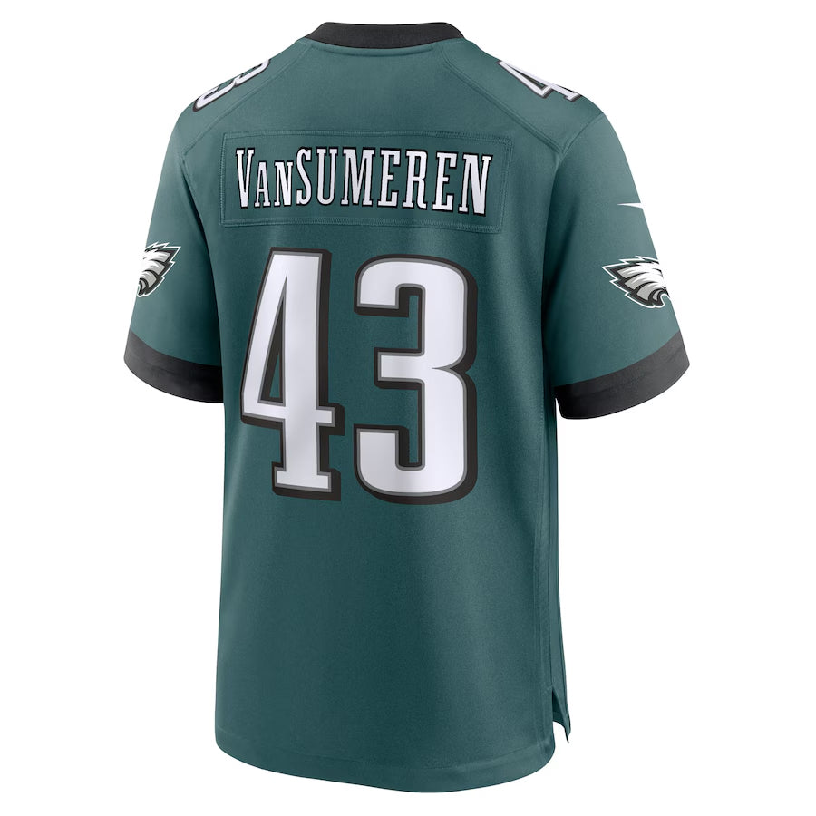P.Eagles #43 Ben VanSumeren Player Midnight Green Home Game Football Jerseys football jersey product view 1