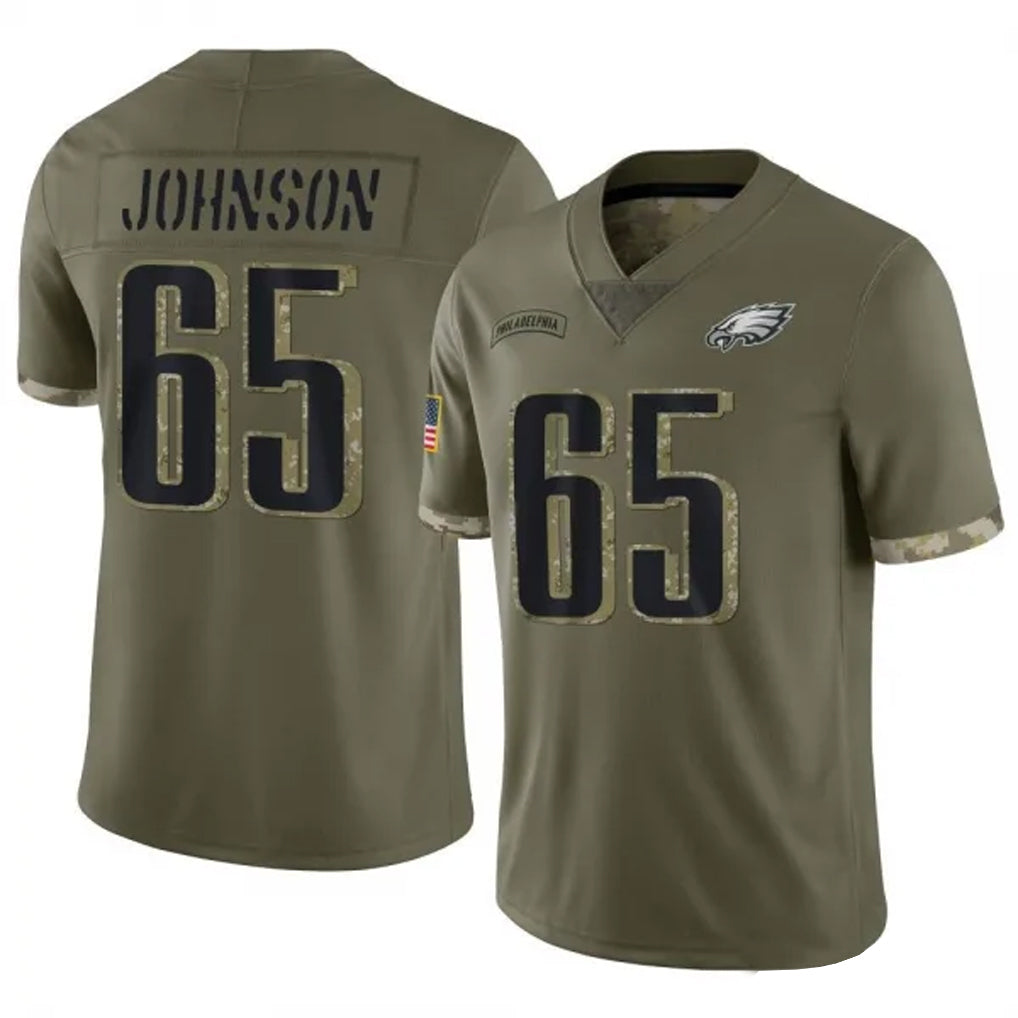 P.Eagles #65 Lane Johnson Player Olive Salute To Service Limited Football Jerseys football jersey product view 1