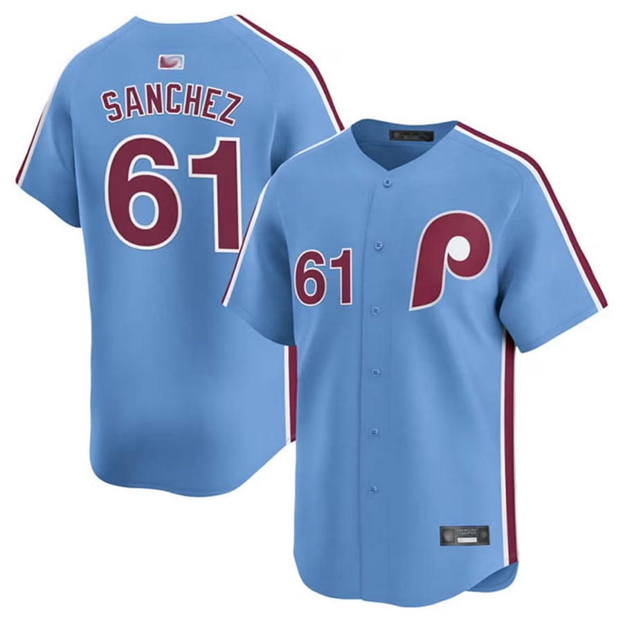 P.Phillies #61 Cristopher Sanchez Player Light Blue Limited Baseball Jerseys baseball jersey product view 1