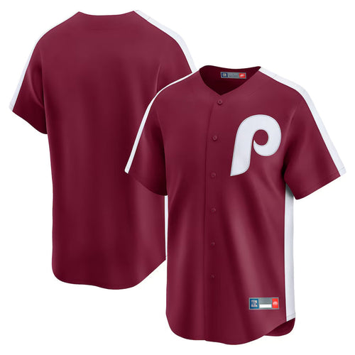 P.Phillies Blank Player Maroon Throwback Cooperstown Collection Limited Baseball Jerseys baseball jersey product view 1