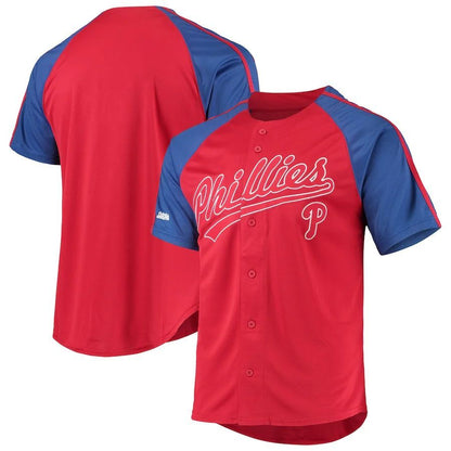 P.Phillies Blank Player Stitches Red Button-Down Raglan Replica Baseball Jerseys baseball jersey product view 1