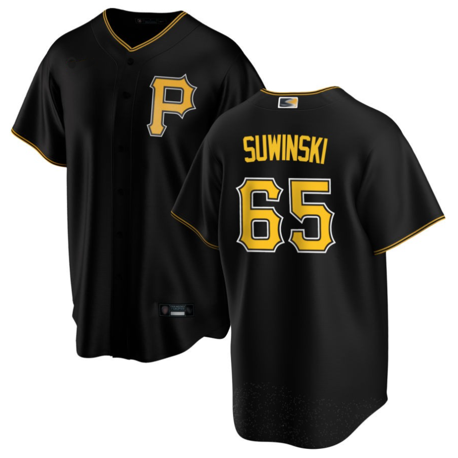P.Pirates #65 Jack Suwinski Player Black Home Replica Baseball Jerseys baseball jersey product view 1