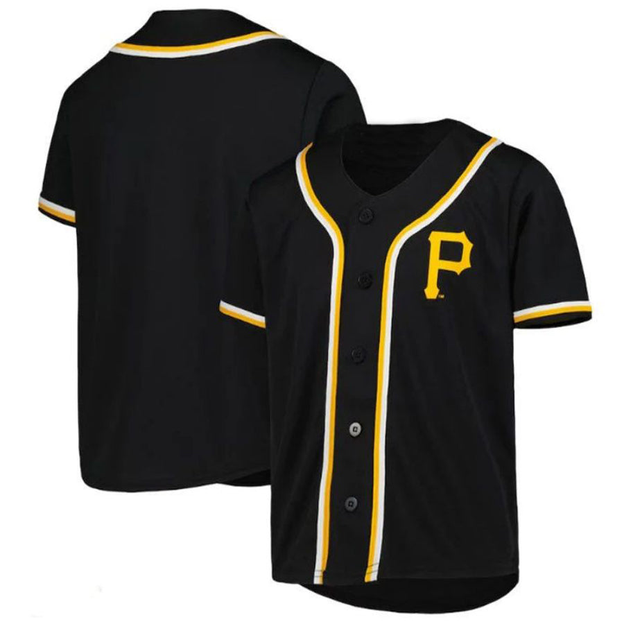 P.Pirates Blank Player Black Full-Button Replica Baseball Jerseys baseball jersey product view 1