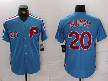P.Phillies #20 Mike Schmidt Player Light Blue Cooperstown Cool Base Baseball Jerseys baseball jersey product view 1