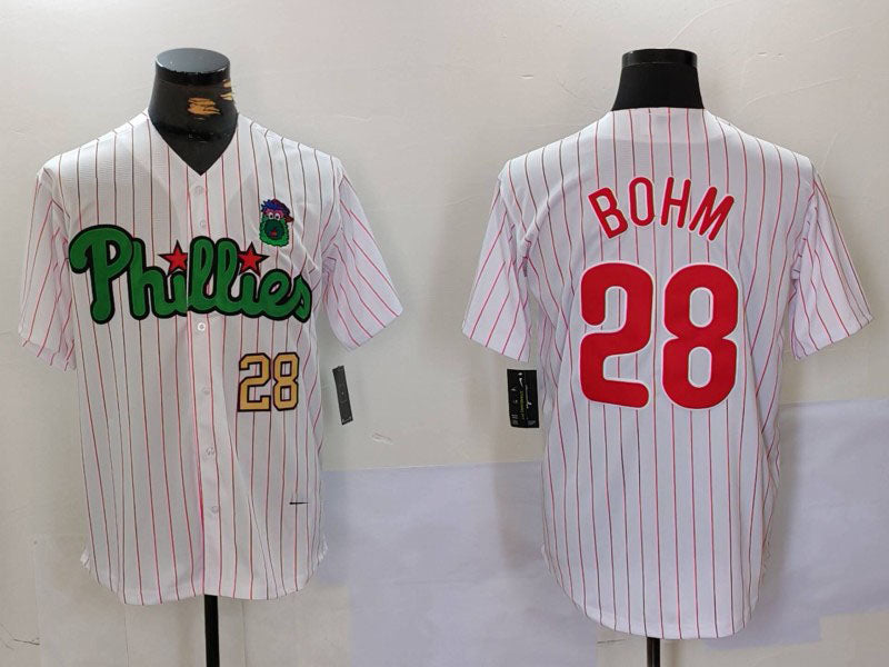 P.Phillies #28 Alec Bohm Player Game Jersey White Green Cool Base Stitched Baseball Jerseys baseball jersey product view 1