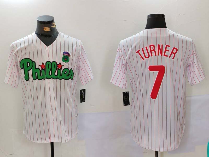 P.Phillies #7 Trea Turner White Green Player Jersey Cool Base Stitched Baseball Jerseys baseball jersey product view 1