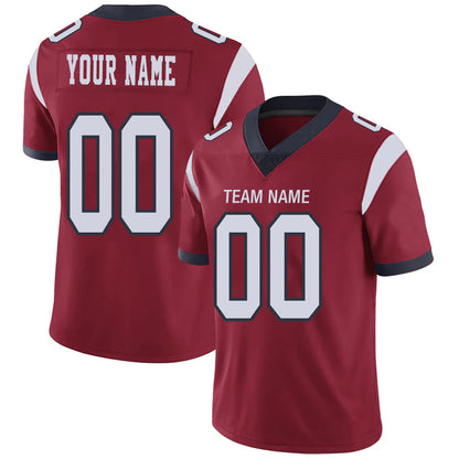 Custom H.Texans Red Personalized Design Your Own Name and Number for Men Women Youth Jerseys football jersey product view 1