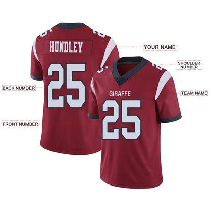 Custom H.Texans Red Personalized Design Your Own Name and Number for Men Women Youth Jerseys football jersey product view 2