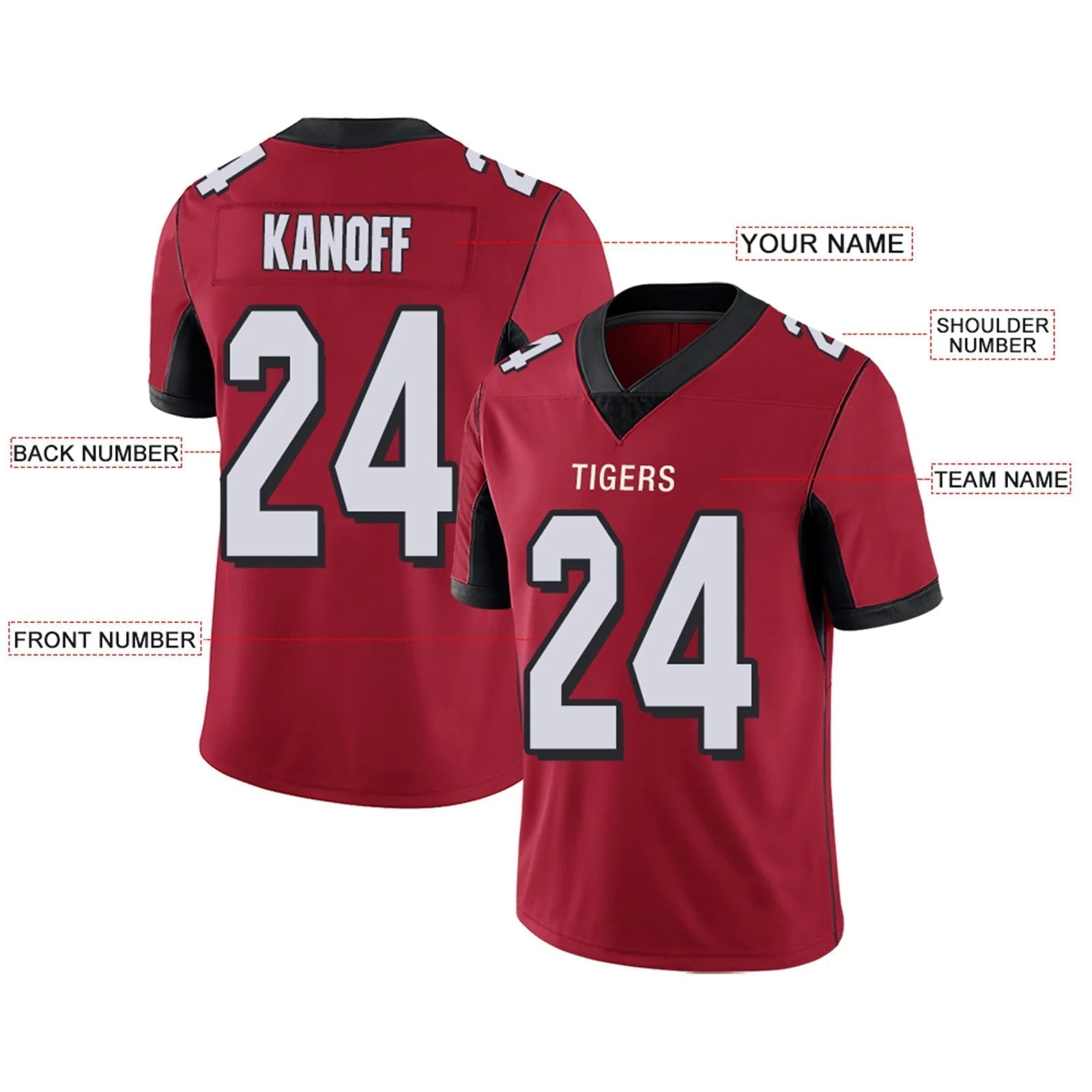Custom A.Falcons Red Personalized Design Your Own Name and Number for Men Women Youth Jerseys football jersey product view 2