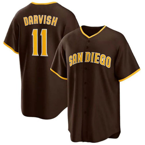 S.Diego Padres #11 Yu Darvish Player Replica Brown Baseball Jerseys baseball jersey product view 1