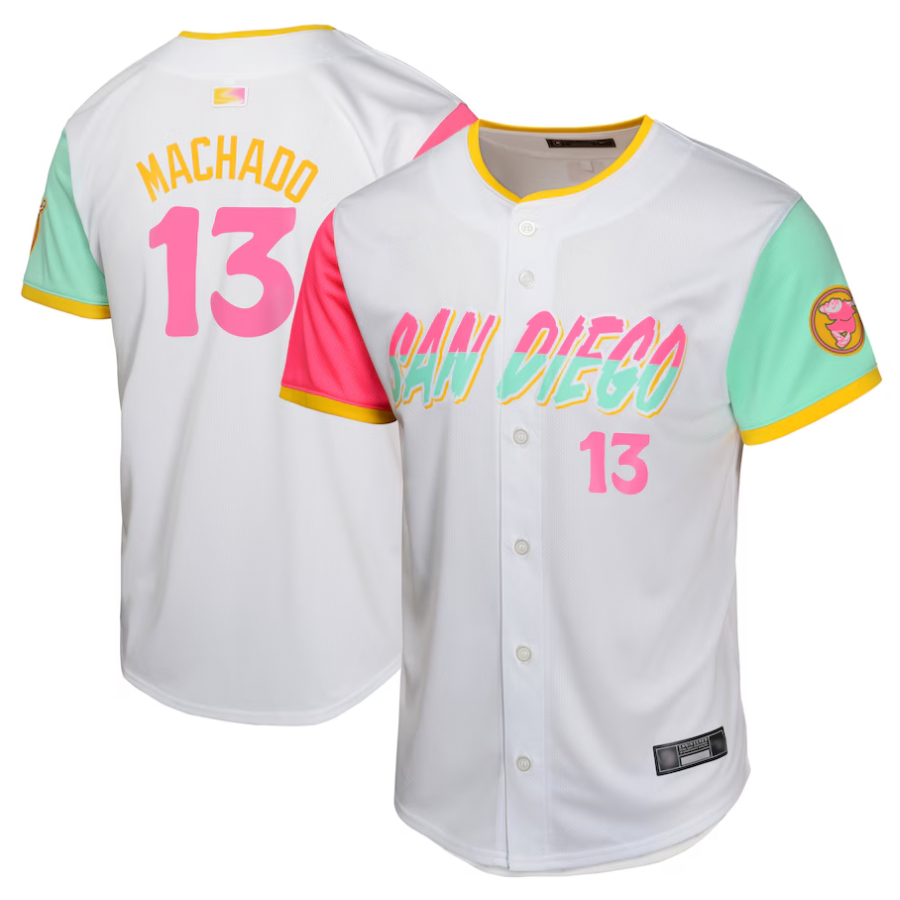 S.Diego Padres #13 Manny Machado Player White City Connect Limited Baseball Jerseys baseball jersey product view 1