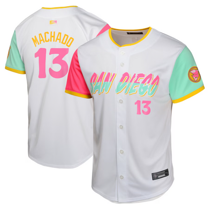 S.Diego Padres #13 Manny Machado Player White City Connect Limited Baseball Jerseys baseball jersey product view 1
