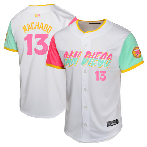 S.Diego Padres #13 Manny Machado Player White City Connect Limited Baseball Jerseys baseball jersey product view 1