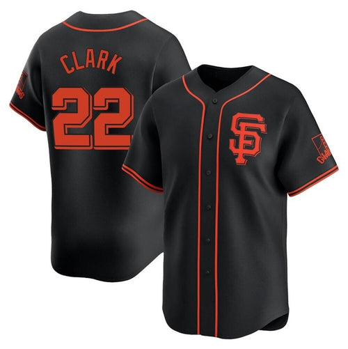 S.Francisco Giants #22 Will Clark Player Black Replica Baseball Jerseys baseball jersey product view 1