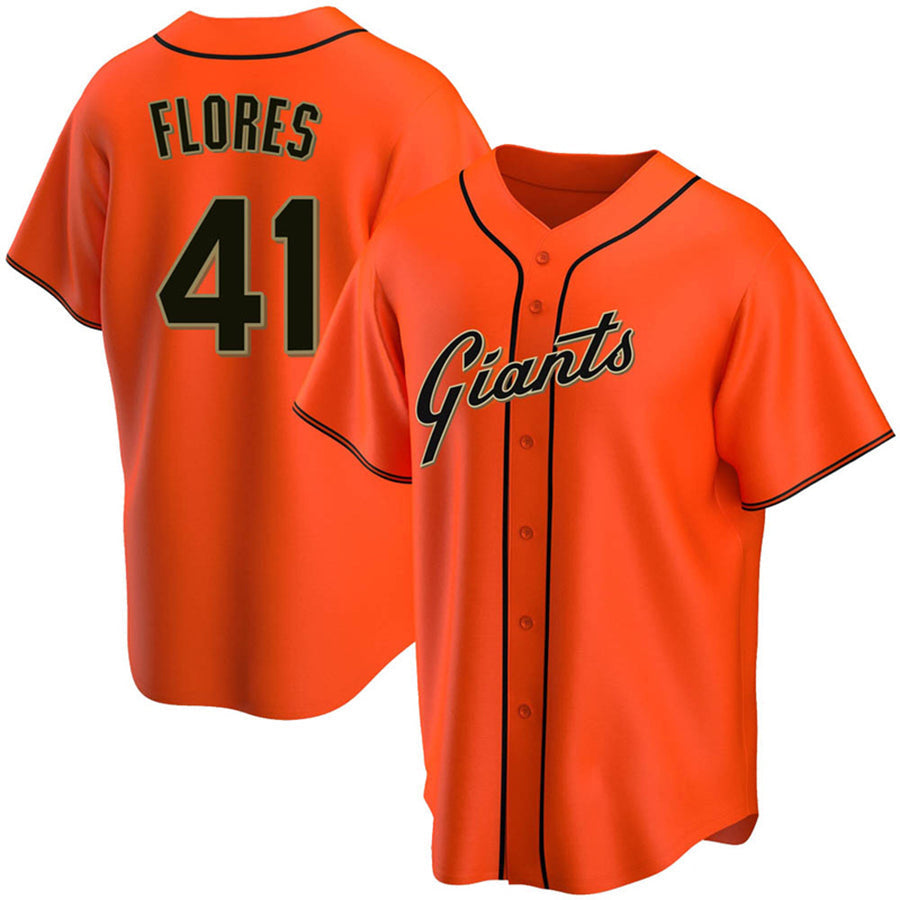 S.Francisco Giants #41 Wilmer Flores Playre Orange Replica Baseball Jerseys baseball jersey product view 1