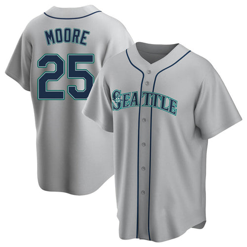 S.Mariners #25 Dylan Moore Player Gray Replica Game Baseball Jerseys baseball jersey product view 1