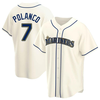 S.Mariners #7 Jorge Polanco Player Cream Replica Baseball Jerseys baseball jersey product view 1