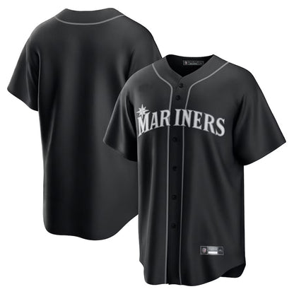 S.Mariners Blank Player Black Lights Out Replica Baseball Jerseys baseball jersey product view 1