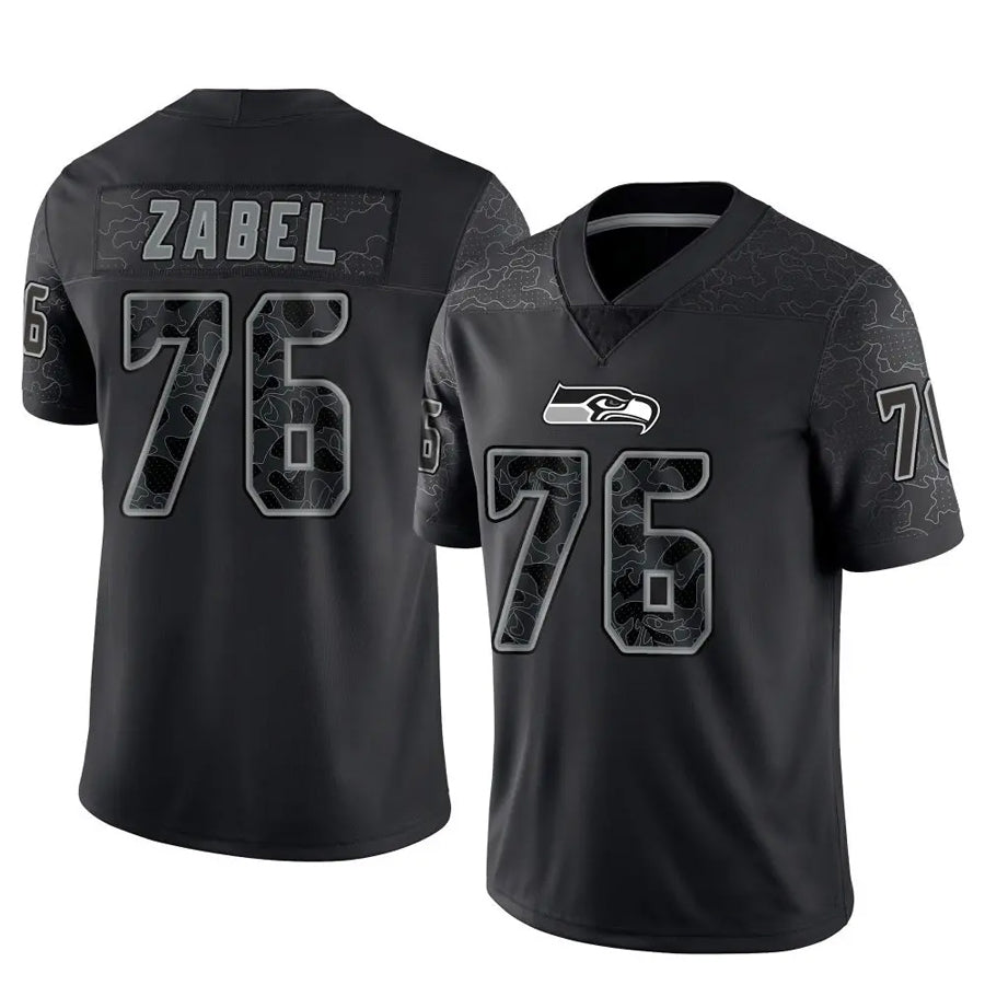 S.Seahawks #76 Grey Zabel Player Black RFLCTV Limited Football Jerseys football jersey product view 1