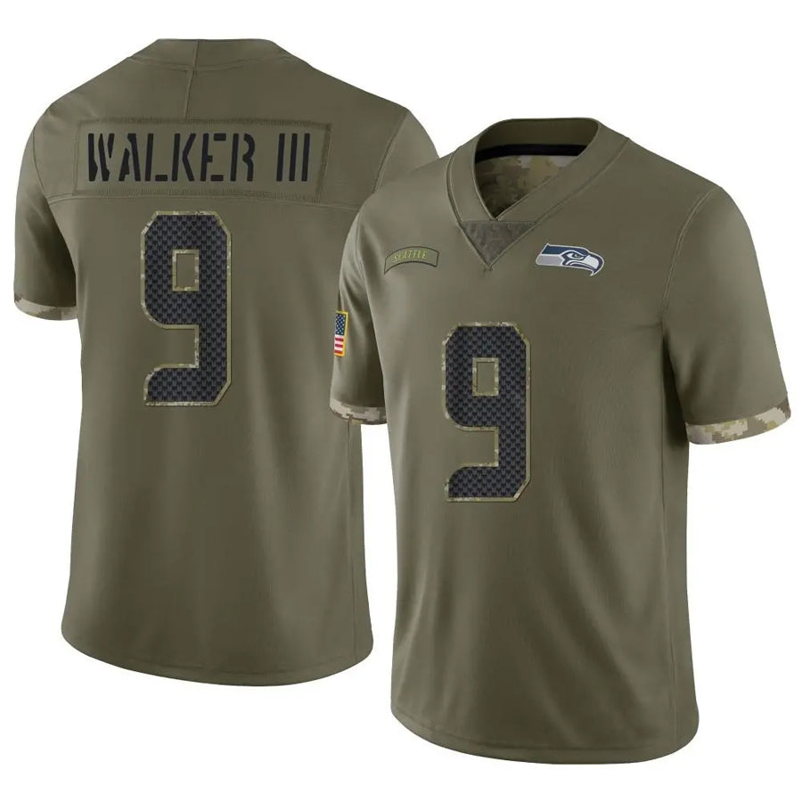 S.Seahawks #9 Kenneth Walker III Player Salute To Service Limited Olive Football Jerseys football jersey product view 1