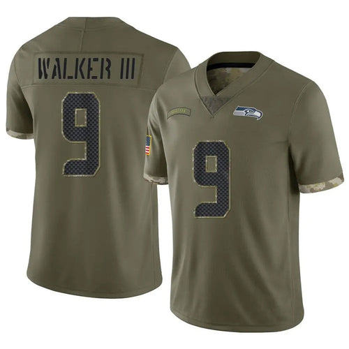 S.Seahawks #9 Kenneth Walker III Player Salute To Service Limited Olive Football Jerseys football jersey product view 1