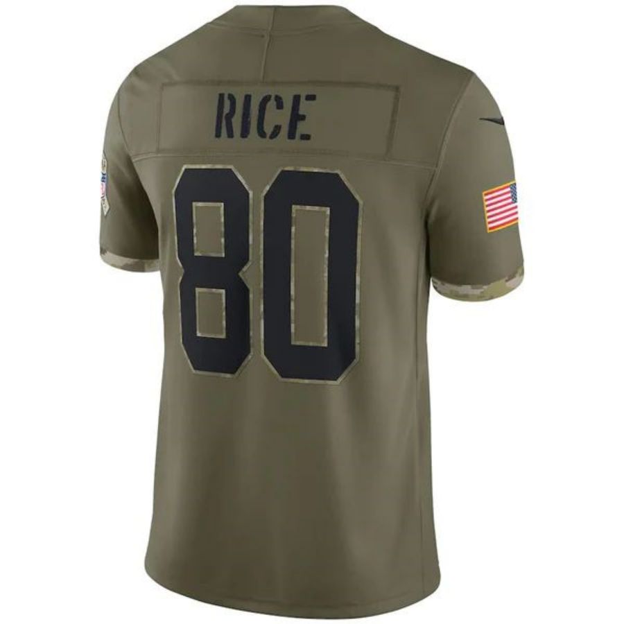 #80 Jerry Rice Player SF.49ers Olive Salute To Service Limited Football Jerseys football jersey product view 1