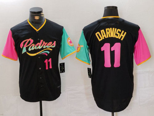 S.Diego Padres #11 Yu Darvish Black Player Number Fashion Baseball Jerseys baseball jersey product view 1