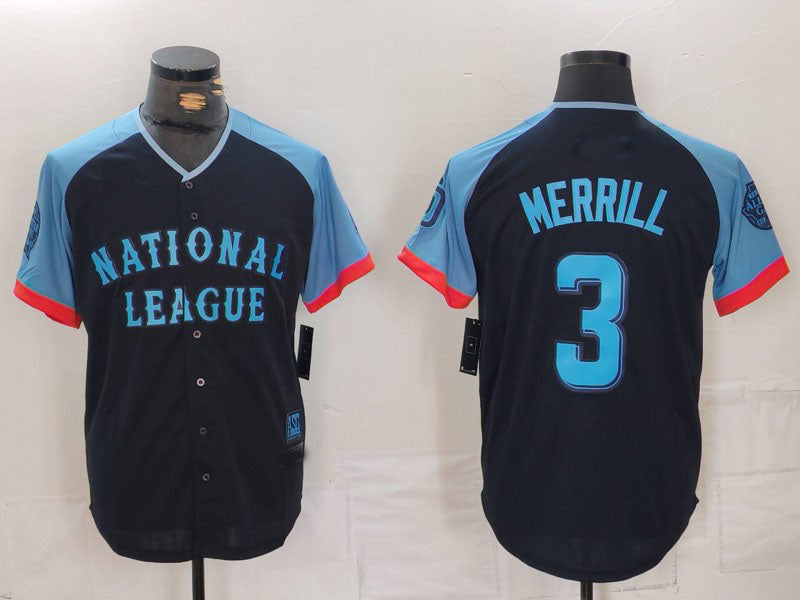 S.Diego Padres #3 Jackson Merrill Player Navy All Star Limited Stitched Baseball Jerseys baseball jersey product view 1