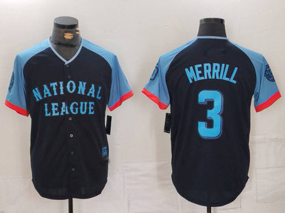 S.Diego Padres #3 Jackson Merrill Player Navy All Star Limited Stitched Baseball Jerseys baseball jersey product view 1