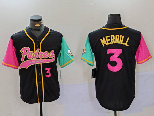 S.Diego Padres #3 Jackson Merrill Player Black City Connect Cool Base Stitched Baseball Jerseys baseball jersey product view 1