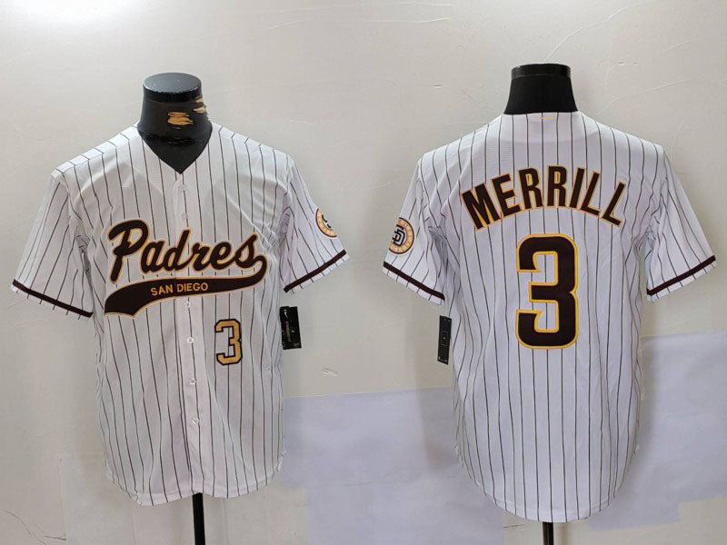 S.Diego Padres #3 Jackson Merrill White Player Cool Base Stitched Baseball Jerseys baseball jersey product view 1