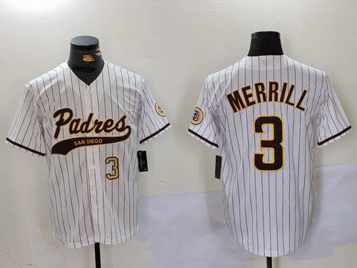S.Diego Padres #3 Jackson Merrill White Player Cool Base Stitched Baseball Jerseys baseball jersey product view 1