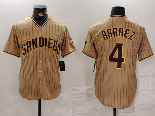 S.Diego Padres #4 Luis Arraez Player Jersey Tan Cool Base Stitched Baseball Jerseys baseball jersey product view 1