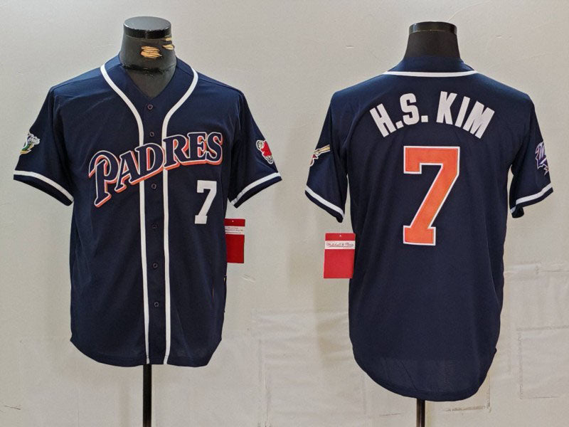 S.Diego Padres #7 Ha Seong Kim Navy Player Number Cooperstown Cool Base Stitched Baseball Jerseys baseball jersey product view 1