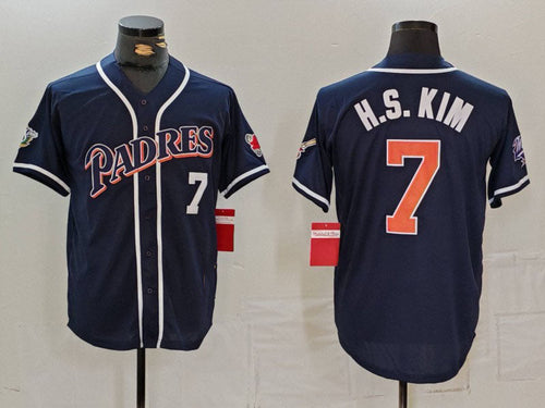 S.Diego Padres #7 Ha Seong Kim Navy Player Number Cooperstown Cool Base Stitched Baseball Jerseys baseball jersey product view 1