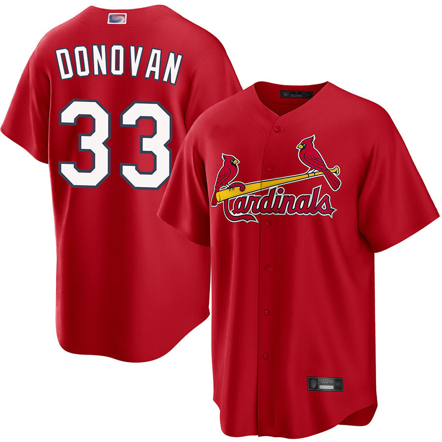 St.Louis Cardinals #33 Brendan Donovan Player Red Replica Baseball Jerseys baseball jersey product view 1
