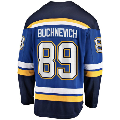 St. L.Blues #89 Pavel Buchnevich Player Supporters Home Breakaway Blue Hockey Jerseys hockey jersey product view 1