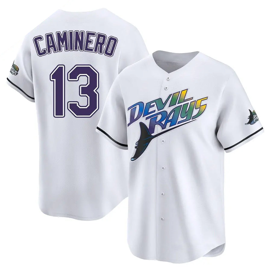 TB.Rays #13 Junior Caminero Player City Connect Limited White Baseball Jerseys baseball jersey product view 1