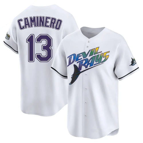 TB.Rays #13 Junior Caminero Player City Connect Limited White Baseball Jerseys baseball jersey product view 1