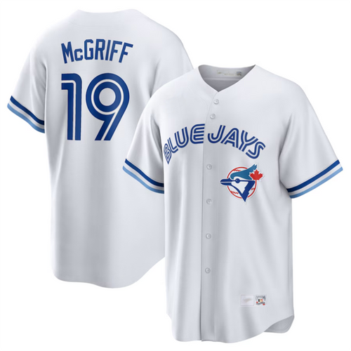 T.Blue Jays #19 Fred McGriff Player White Cooperstown Collection Hall of Fame Inline Replica Baseball Jerseys baseball jersey product view 1