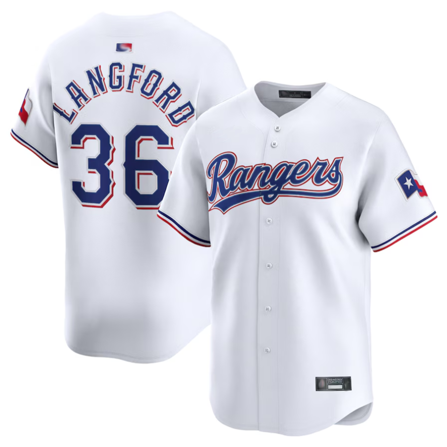 T.Rangers #36 Wyatt Langford Player White Home Limited Baseball Jerseys baseball jersey product view 1