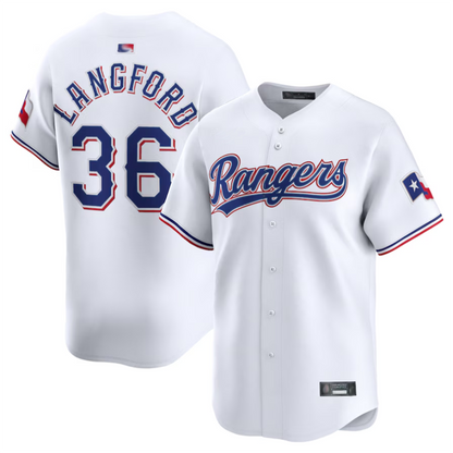 T.Rangers #36 Wyatt Langford Player White Home Limited Baseball Jerseys baseball jersey product view 1