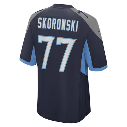 T.Titans #77 Peter Skoronski Player Navy Home Game Football Jerseys football jersey product view 1