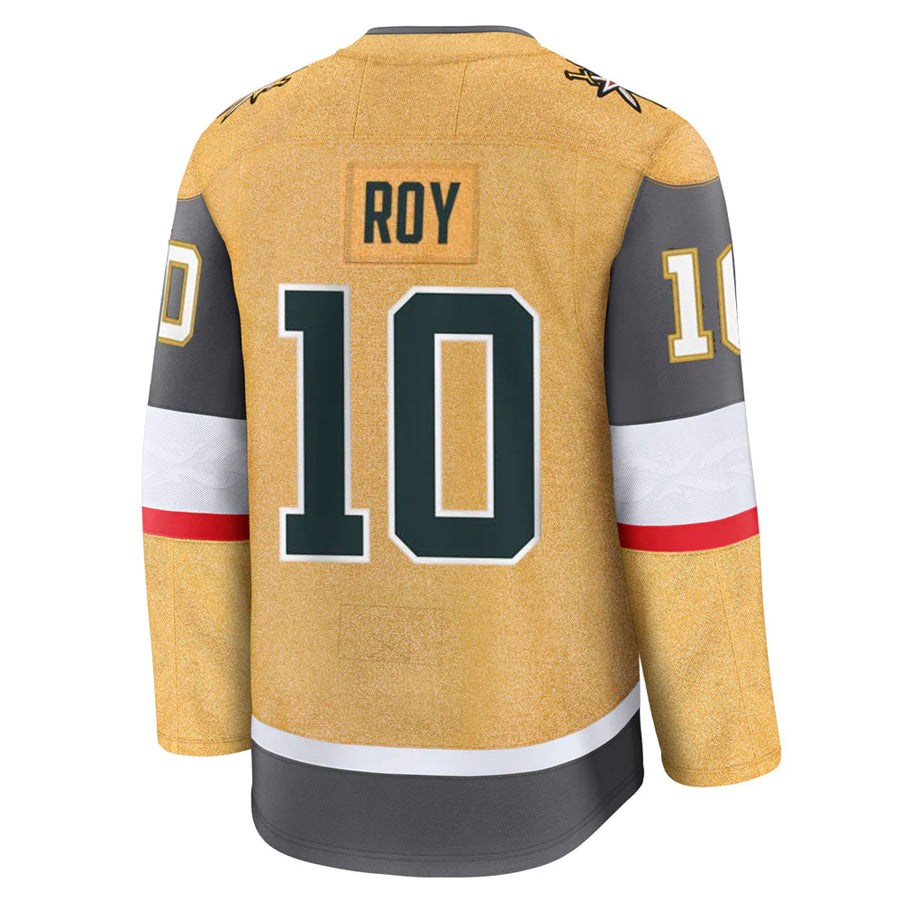 V.Golden Knights #10 Nicolas Roy Player Supporters Home Breakaway Gold Hockey Jerseys hockey jersey product view 1