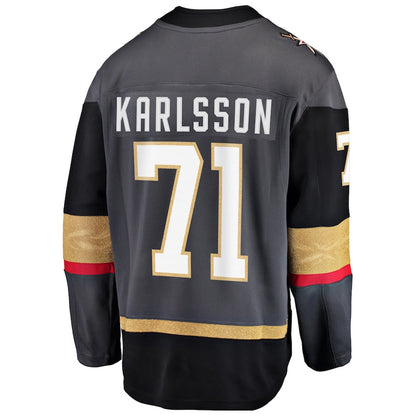 V.Golden Knights #71 William Karlsson Player Supporters Gray Home Premier Breakaway Hockey Jerseys hockey jersey product view 1