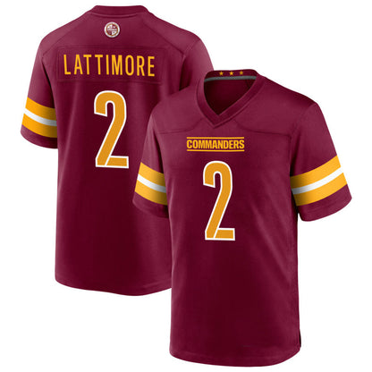 W.Commanders #2 Marshon Lattimore Player Burgundy Home Game Football Jerseys football jersey product view 1