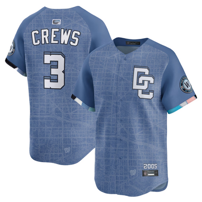 W.Nationals #3 Dylan Crews Player Blue Limited City Connect Baseball Jerseys baseball jersey product view 1