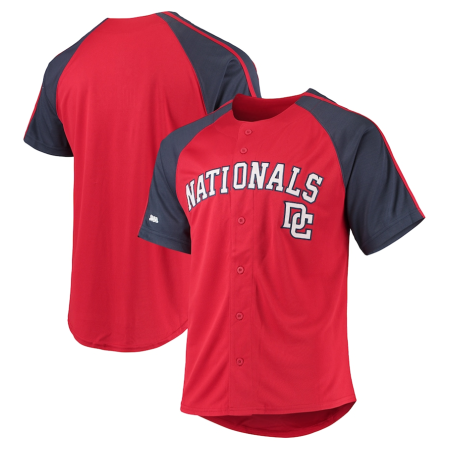 W.Nationals Blank Player Stitches Red Button-Down Raglan Replica Baseball Jerseys baseball jersey product view 1
